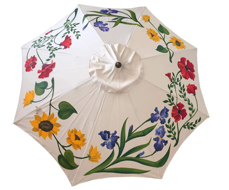 Hand Painted Custom Garden Art Umbrella - Lazy California Garden