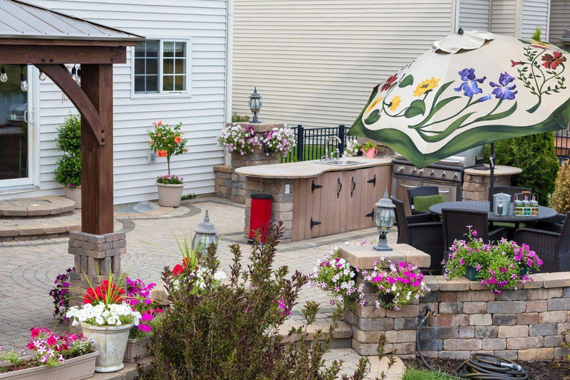 Hand Painted Custom Garden Art Umbrella - Lazy California Garden