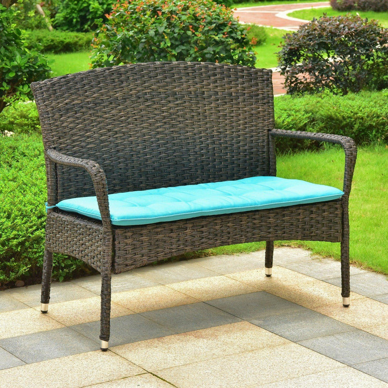 Loveseat Bench - Outdoor Loveseat With Cushion – Resin Wicker & Steel – Majorca
