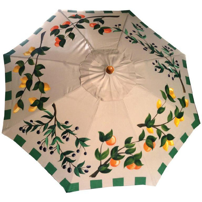Hand Painted Custom Garden Art Umbrella - Olives & Citrus