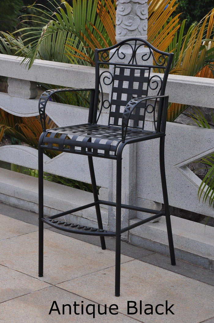 Outdoor Furniture - Bistro Bar Height Chairs Set Of 2 – Powder Coated Iron - Mandalay