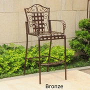 Outdoor Furniture - Bistro Bar Height Chairs Set Of 2 – Powder Coated Iron - Mandalay