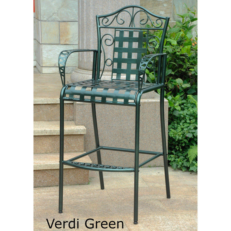 Outdoor Furniture - Bistro Bar Height Chairs Set Of 2 – Powder Coated Iron - Mandalay