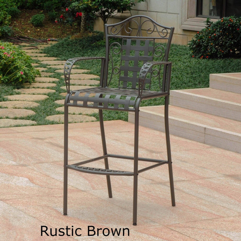 Outdoor Furniture - Bistro Bar Height Chairs Set Of 2 – Powder Coated Iron - Mandalay