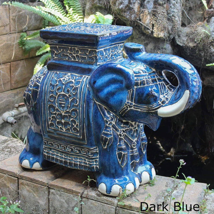 Patio Side Table - Porcelain Elephant Stool/Side Table