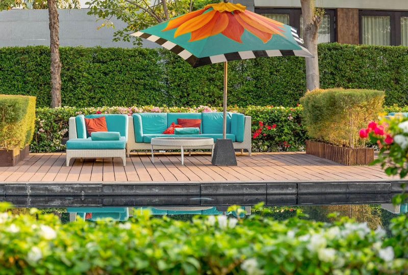 Hand Painted Custom Garden Art Umbrella - Fire Poppy